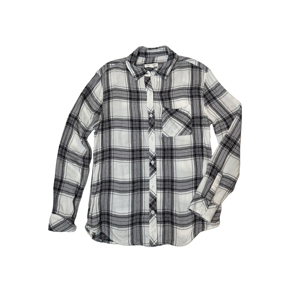 Beach Lunch Lounge Black and White Plaid Shirt Size XS